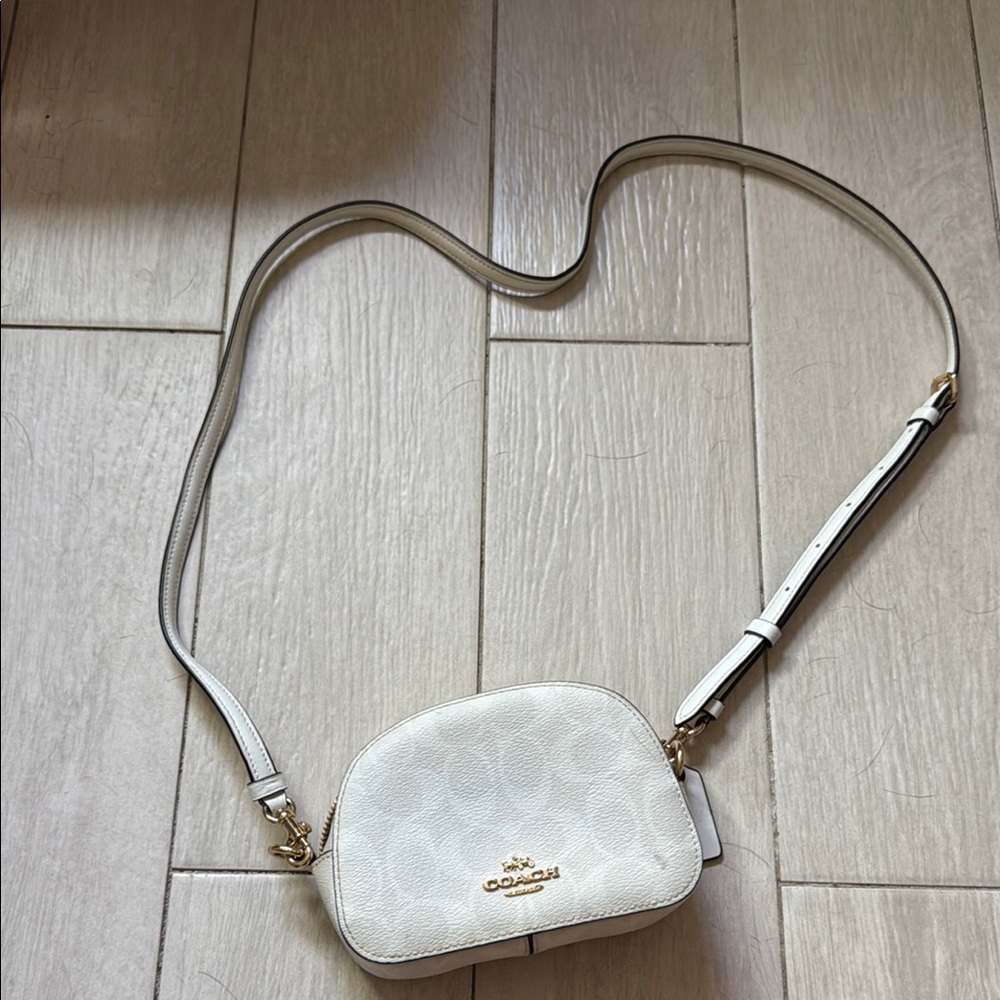 Coach White Dome-Shaped Crossbody Bag with Gold Hardware